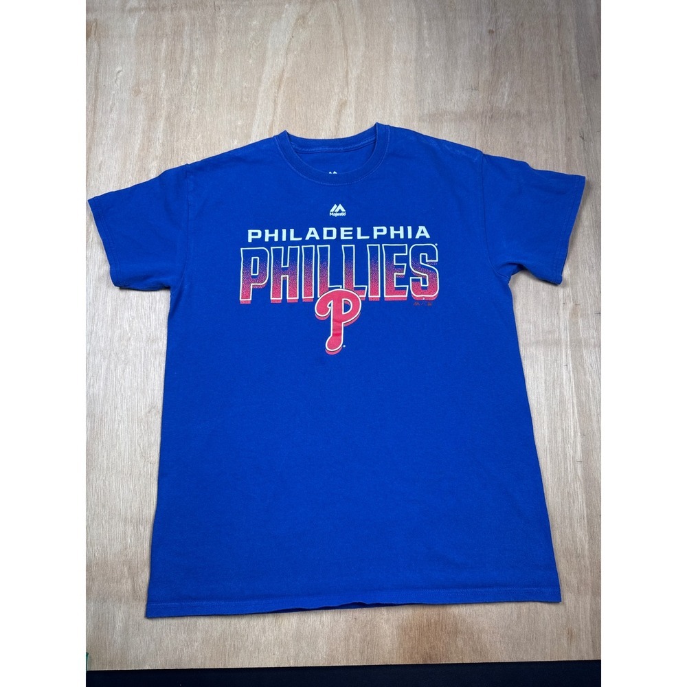Majestic Philadelphia Phillies Royal Blue T Shirt Men's Baseball Tee Size M